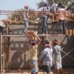 The team building the final vaulted roof